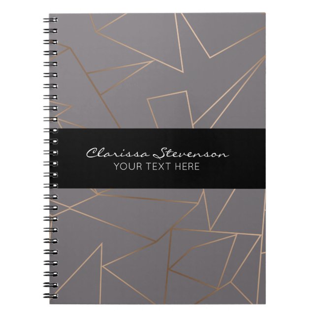 Faux rose gold elegant modern minimalist geometric notebook (Front)