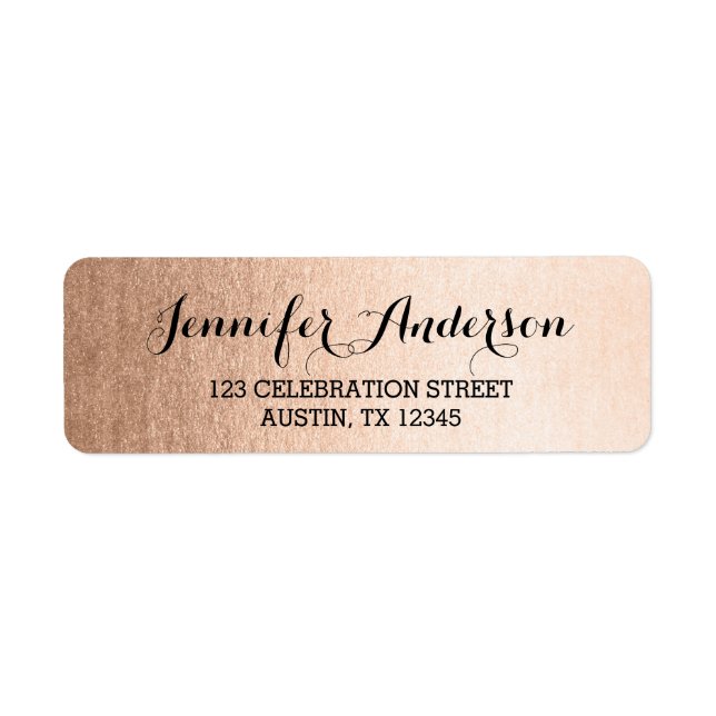 Faux Rose Gold Elegant Script Modern Label (Front)