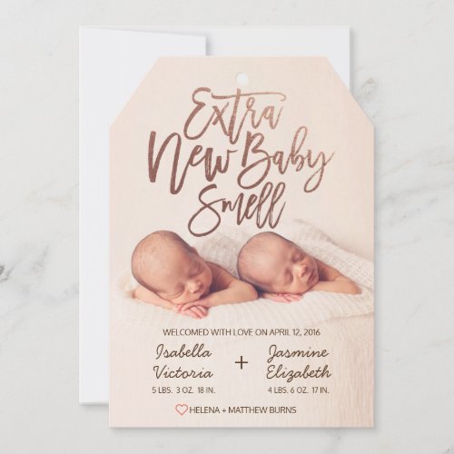 Faux Rose Gold Extra New Baby Smell Announcement