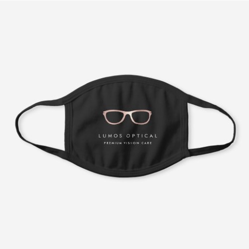 Faux Rose Gold Eyeglasses  Optometry Vision Care Black Cotton Face Mask