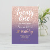 Faux rose gold faux glitter ombre 21st Birthday pu Invitation (Standing Front)