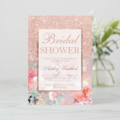 Faux rose gold floral watercolor Bridal shower Invitation (Standing Front)