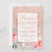 Faux rose gold floral watercolor Bridal shower Invitation (Front)