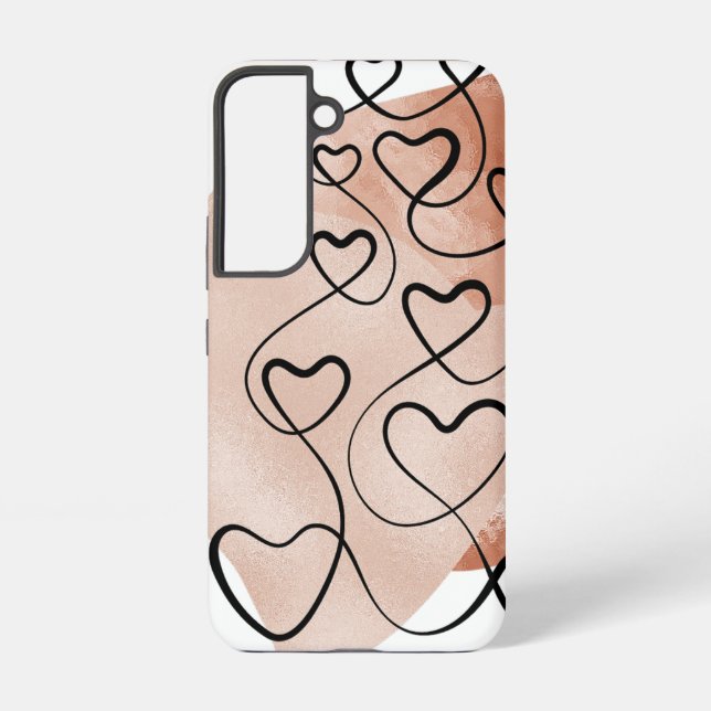 Faux Rose Gold Foil and Black Hearts Samsung Galaxy Case (Back)