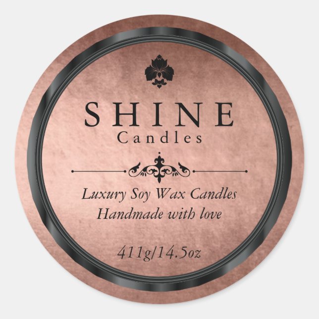 Faux Rose Gold Foil and Black Labels (Front)