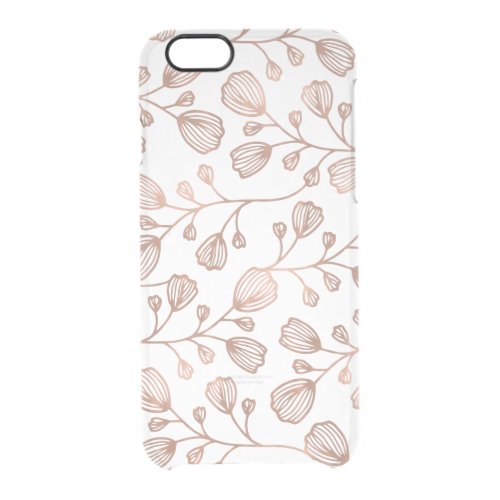 Faux Rose Gold Foil Botanical Pattern Clear Clear iPhone 66S Case