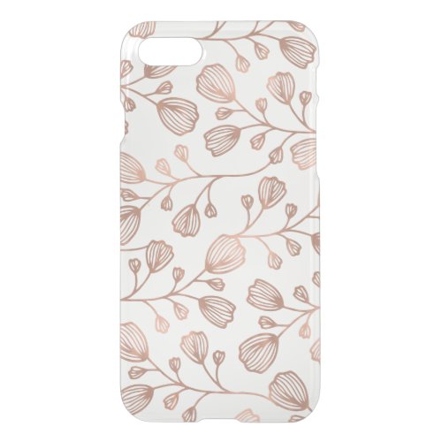 Faux Rose Gold Foil Botanical Pattern Clear iPhone SE87 Case