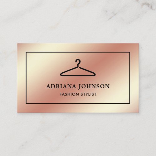 Faux Rose Gold Foil Clothes Hanger Fashion Stylist Business Card