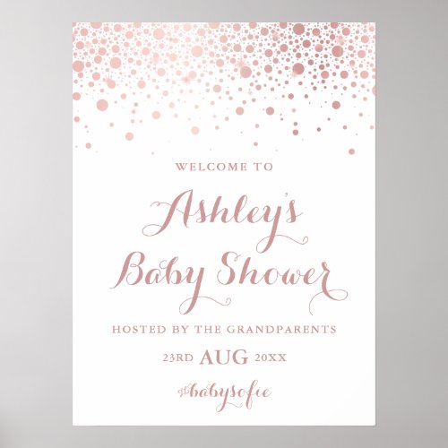 Faux Rose Gold Foil Confetti Baby Shower Sign