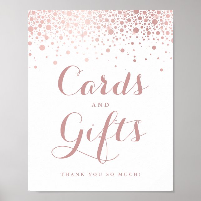 Faux Rose Gold Foil Confetti Cards and Gifts  Poster (Front)