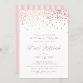 Faux Rose Gold Foil Confetti Dots B'not Mitzvah Invitation