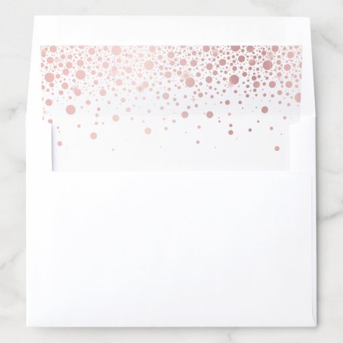 Faux Rose Gold Foil Confetti Dots Elegant Envelope Liner