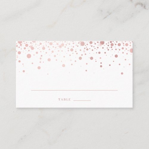 Faux Rose Gold Foil Confetti Dots Elegant Wedding Place Card