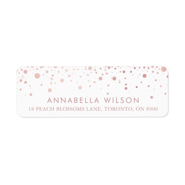 Faux Rose Gold Foil Confetti Dots Modern Label (Front)
