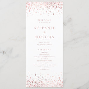 Faux Rose Gold Foil Confetti Dots Wedding Program
