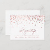 Faux Rose Gold Foil Confetti Dots Wedding Registry Enclosure Card (Front/Back)