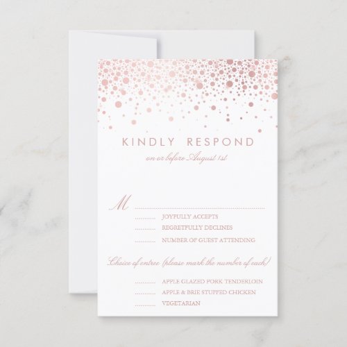 Faux Rose Gold Foil Confetti Dots Wedding RSVP