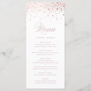 Faux Rose Gold Foil Confetti Elegant Wedding Menu