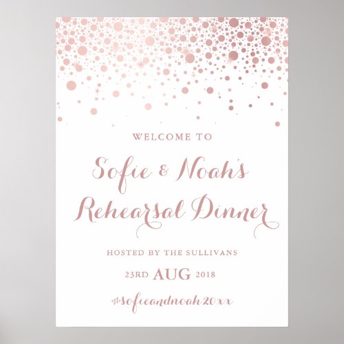 Faux Rose Gold Foil Confetti Rehearsal Dinner Sign