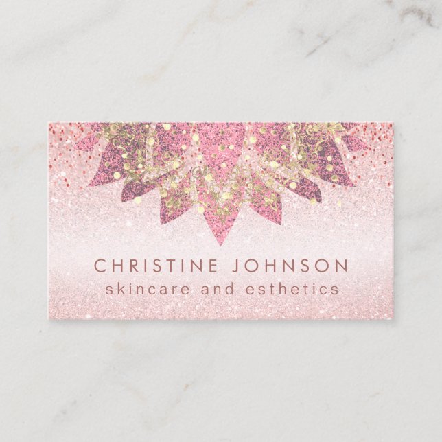 faux rose gold foil decor skincare and esthetics business card (Front)