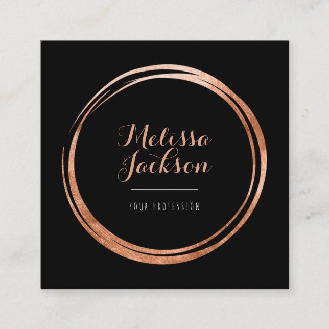 faux rose gold foil decor square business card (Front)