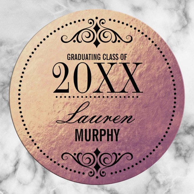Faux Rose Gold Foil Elegant Graduation Sticker (Creator Uploaded)