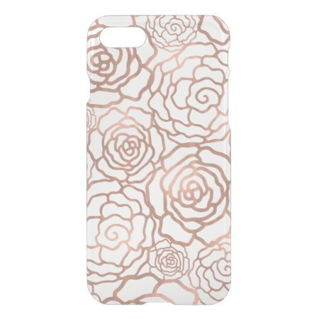 Faux Rose Gold Foil Floral Lattice Clear Iphone Se/8/7 Case
