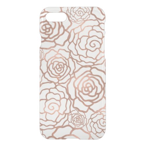 Faux Rose Gold Foil Floral Lattice Clear iPhone SE87 Case