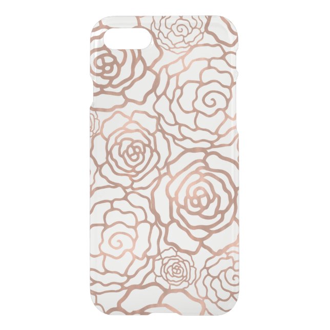 Faux Rose Gold Foil Floral Lattice Clear Uncommon iPhone Case (Back)