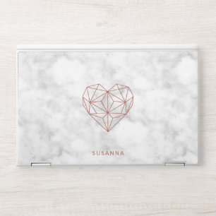Faux Rose Gold Foil Geometric Heart Chic Marble HP Laptop Skin