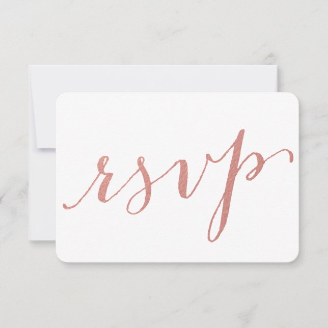 Faux Rose Gold Foil Glamor | Wedding RSVP Card (Front)