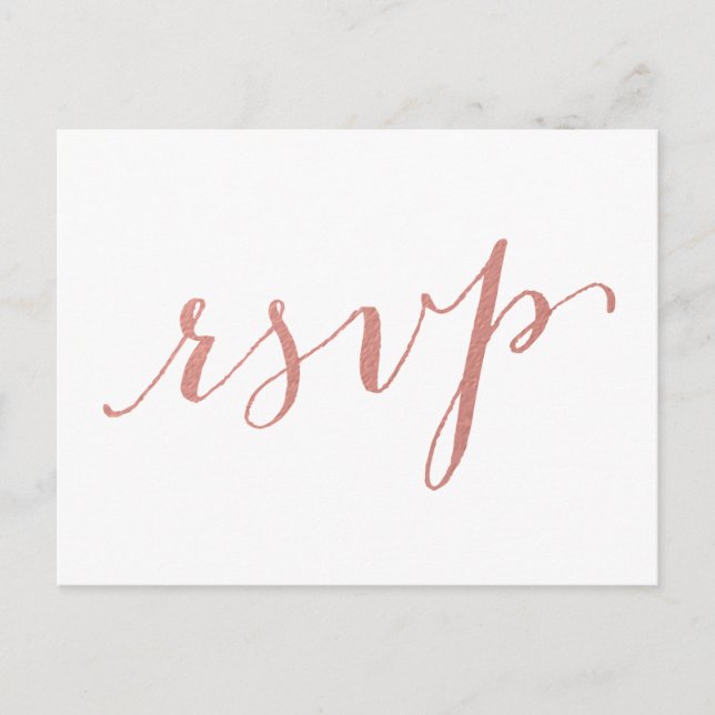 Faux Rose Gold Foil Glamor | Wedding RSVP Postcard (Front)