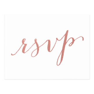 Faux Rose Gold Foil Glamor | Wedding RSVP Postcard