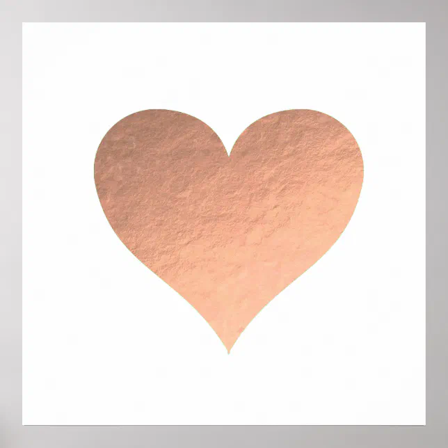 faux rose gold foil heart poster | Zazzle