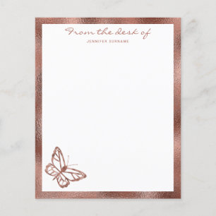 Faux Rose Gold Foil Look Butterfly & Custom Text