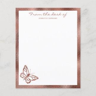Faux Rose Gold Foil Look Butterfly & Custom Text