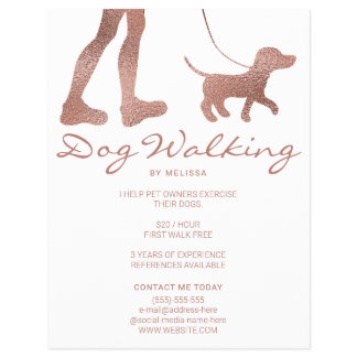 Faux Rose Gold Foil Look Dog Walker & Dog Flyer