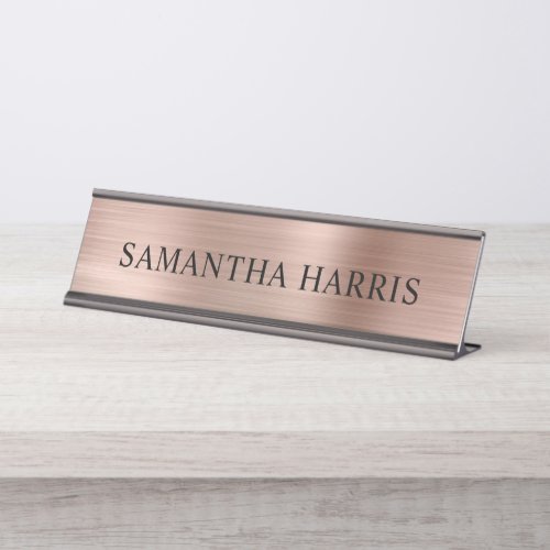 Faux Rose Gold Foil Luxury Desk Name Plate