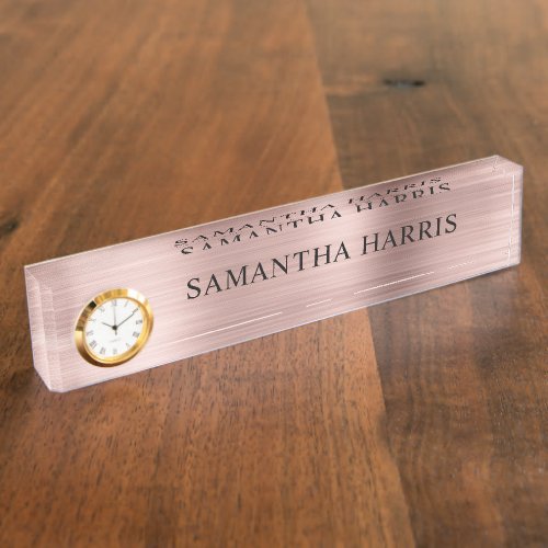 Faux Rose Gold Foil Luxury Desk Name Plate