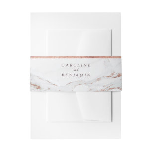 Faux Rose gold foil marble luxury modern wedding Invitation Belly Band