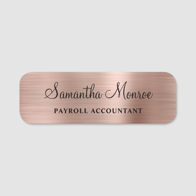 Faux Rose Gold Foil Name Tag (Front)