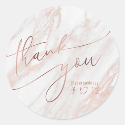 faux rose gold foil on marble thank you Sticker