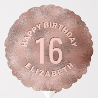 Faux Rose Gold Foil Texture Look &amp; Custom Text Balloon