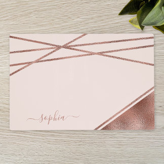 Faux Rose Gold Foil Texture With Custom Name Placemat