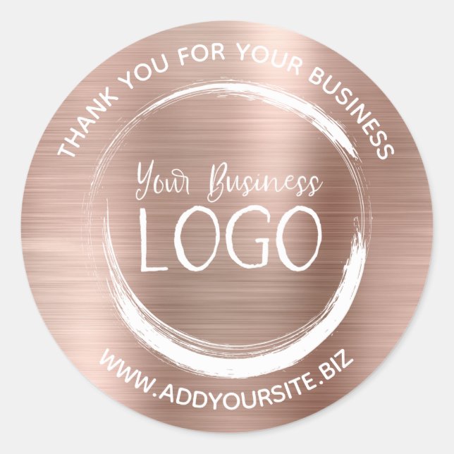 Faux Rose Gold Foil Thank You for Your Business Classic Round Sticker (Front)