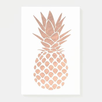 Faux Rose Gold Foil Tropical Pineapple Post-it Notes by paesaggi at Zazzle