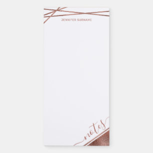 Faux Rose Gold Foil With Notes Text & Your Text Magnetic Notepad