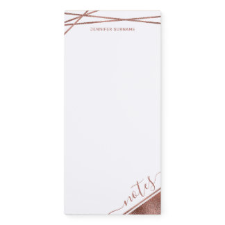 Faux Rose Gold Foil With Notes Text & Your Text Magnetic Notepad