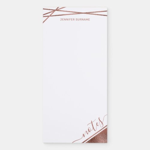 Faux Rose Gold Foil With Notes Text  Your Text Magnetic Notepad