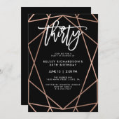 Faux Rose Gold Geometric | 30th Birthday Party Invitation (Front/Back)